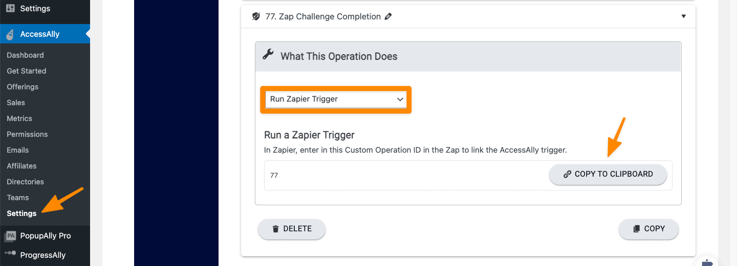Zapier Custom Operation in AccessAlly