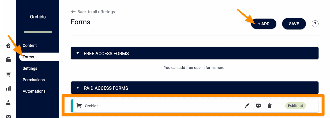 Offering Forms Tab