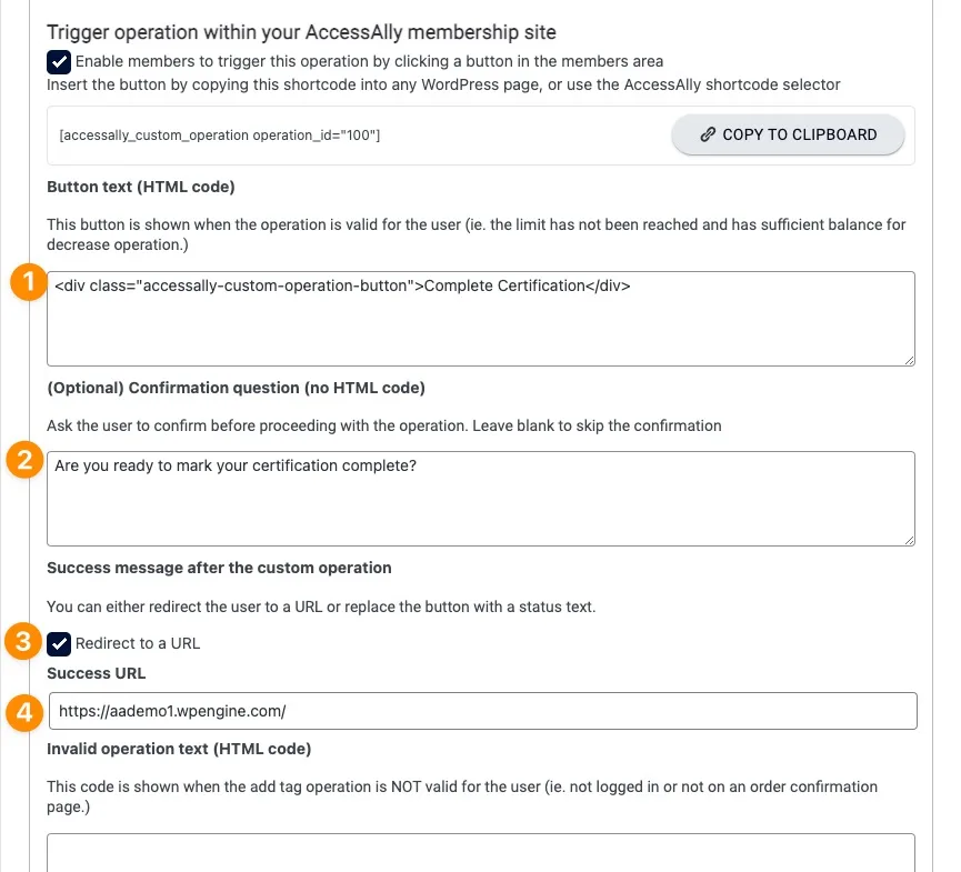 Custom Operation Button Text
