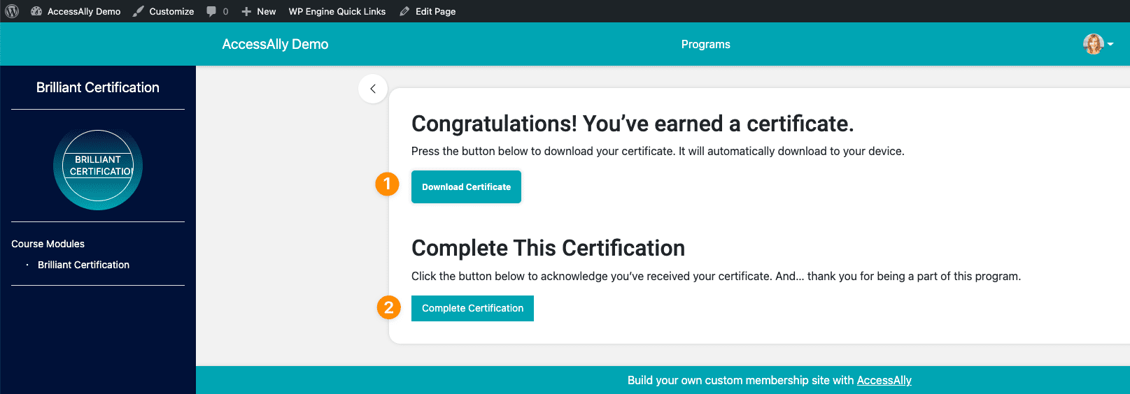 Front End Certificate Page View