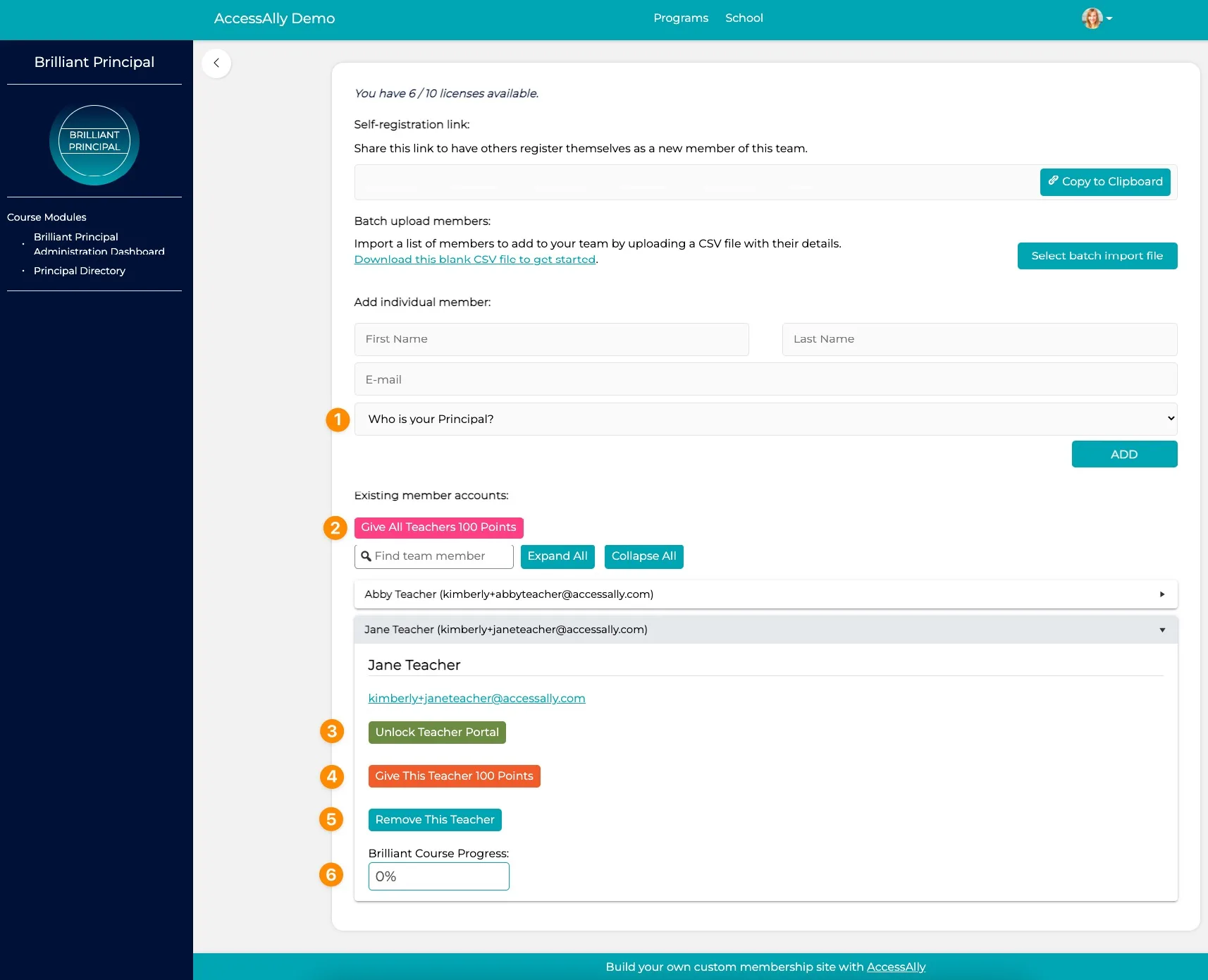 Principal Dasbhoard Example