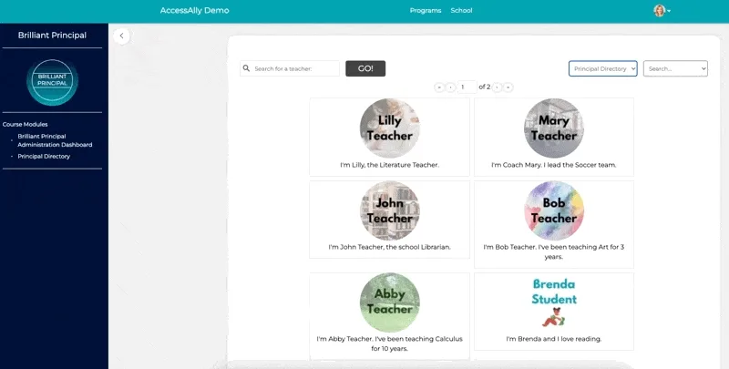 Team with Levels Principal Directory