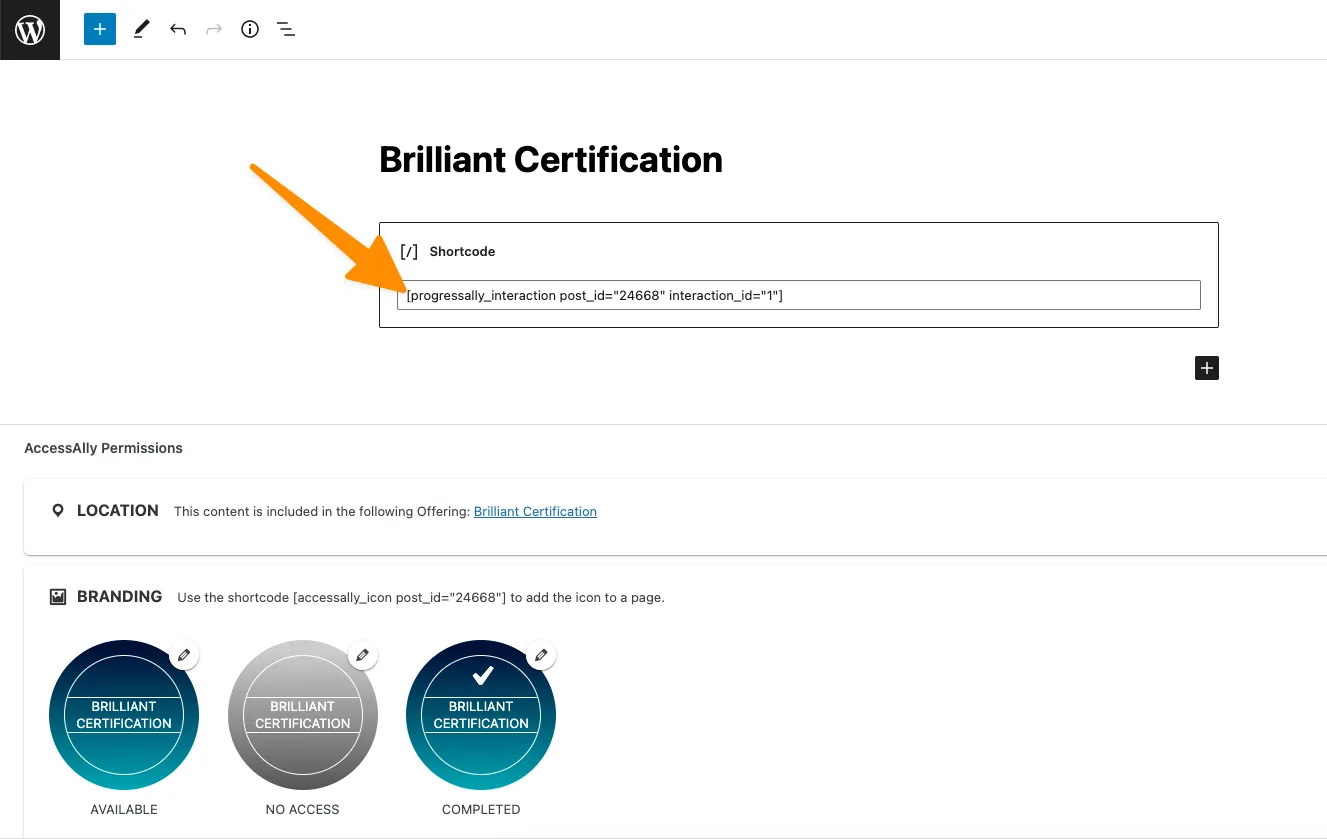 Shortcode for Interaction