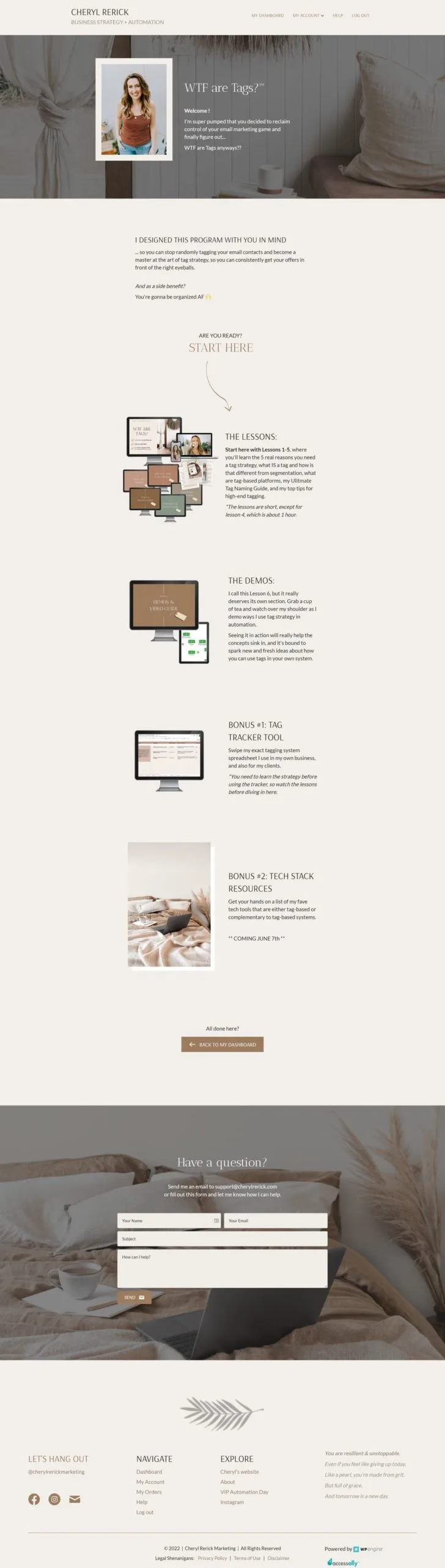 Cheryl Rerick Welcome Page