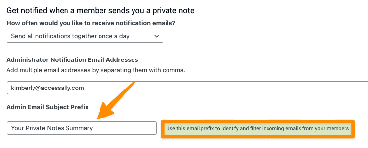 Private Note Admin Info
