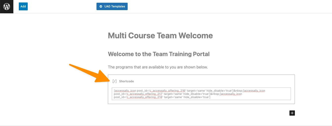 admin view adding shortcodes