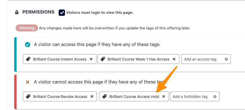 Access Hold Permission Tag