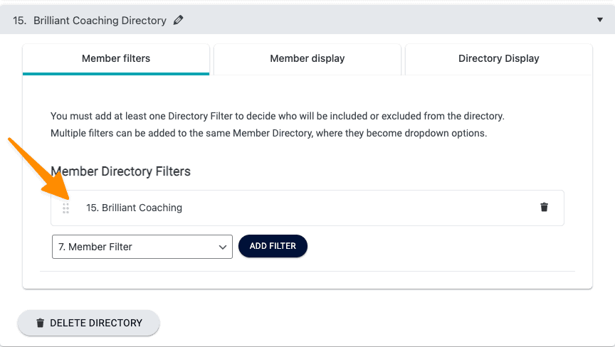 Member filter tab
