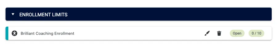Enrollment Limits Section