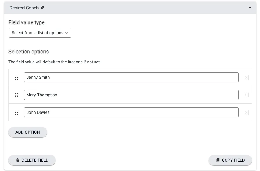 Options Custom Field