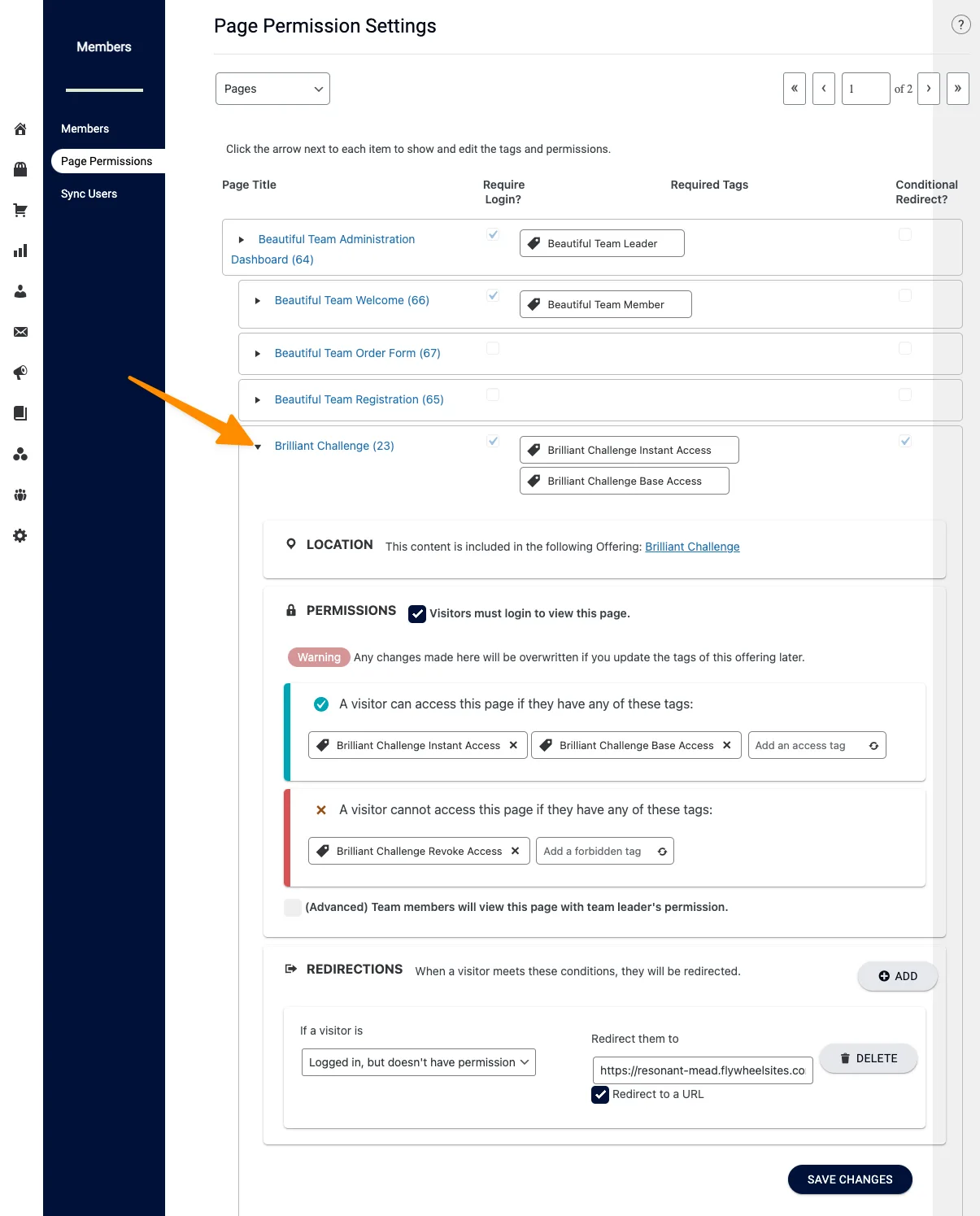 Page Permission Settings