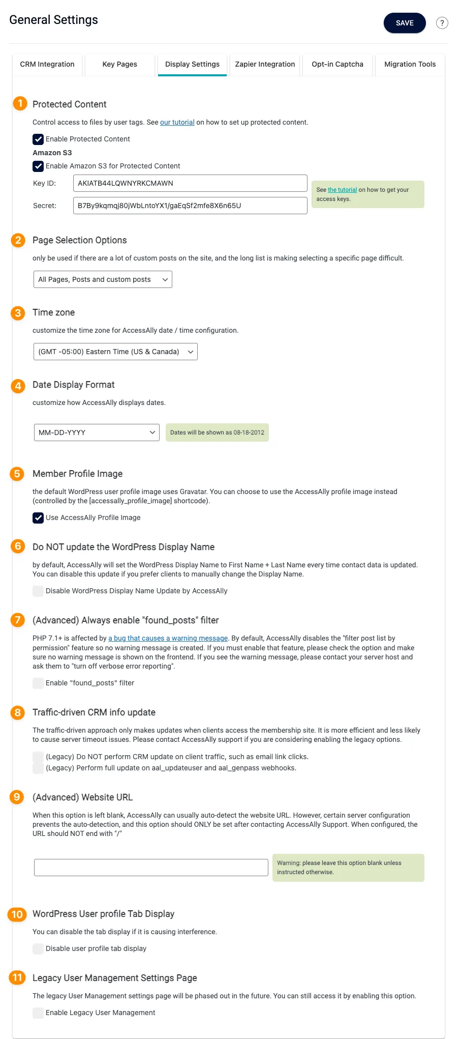 General Settings Tab 