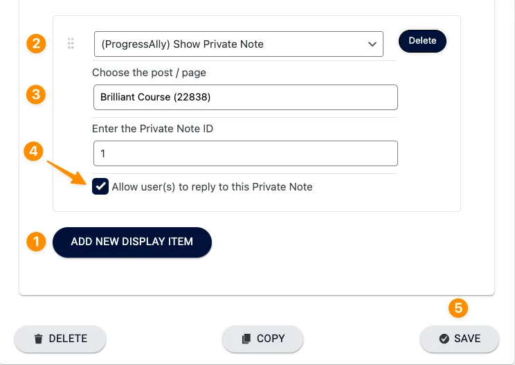 Team Display Private Notes Settings