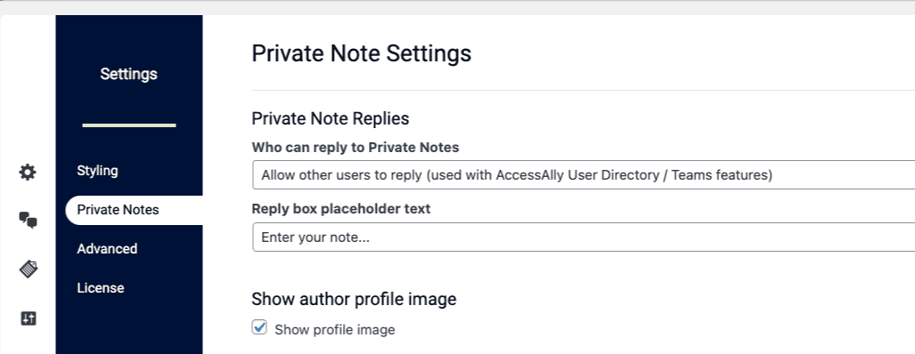 Team Member Communication Private Note Settings
