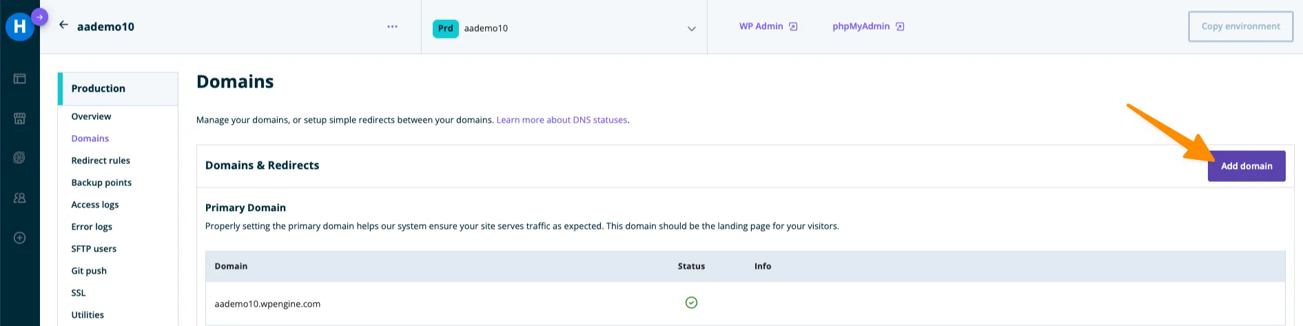 WPEngine Add Domain