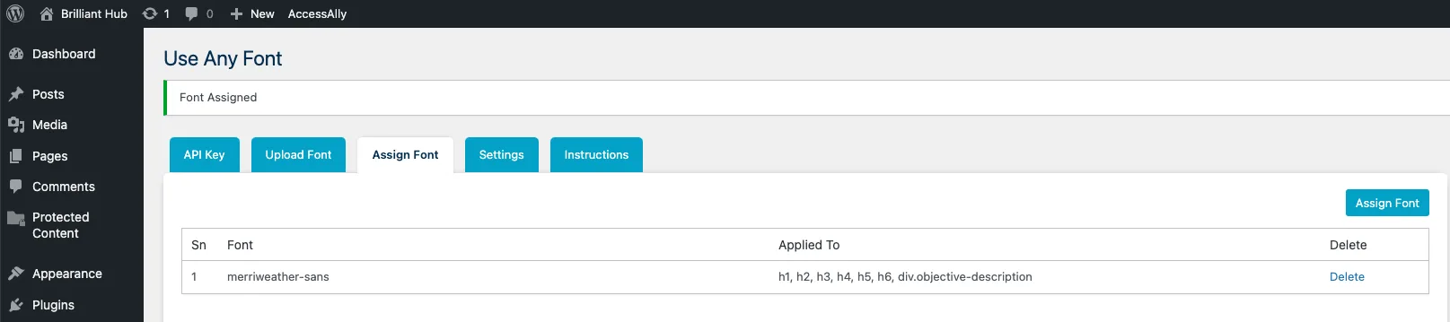 Use Any Font Assigned Font