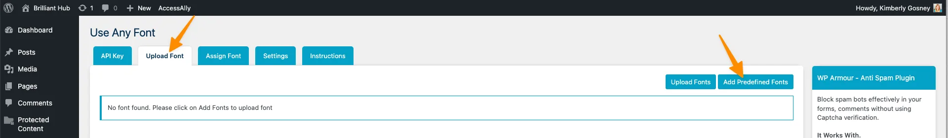 Use Any Font Predefined Fonts