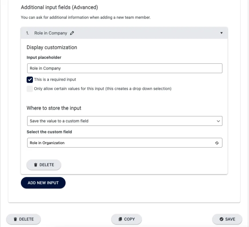 Additional Input Fields