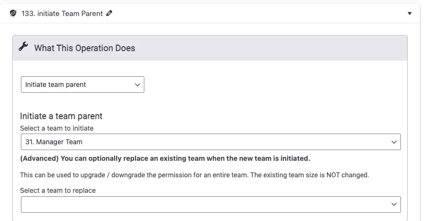 Initiate a Team Parent