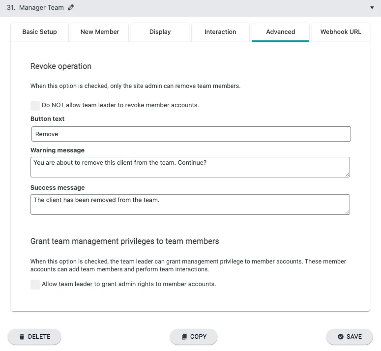 Manager Advanced Tab 