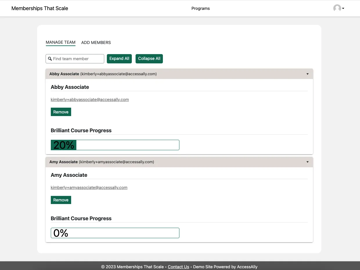 Manager Manage Team Tab View