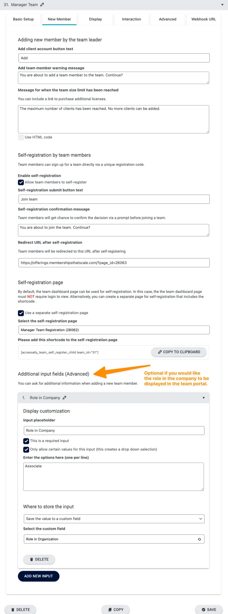 Manager New Member Tab