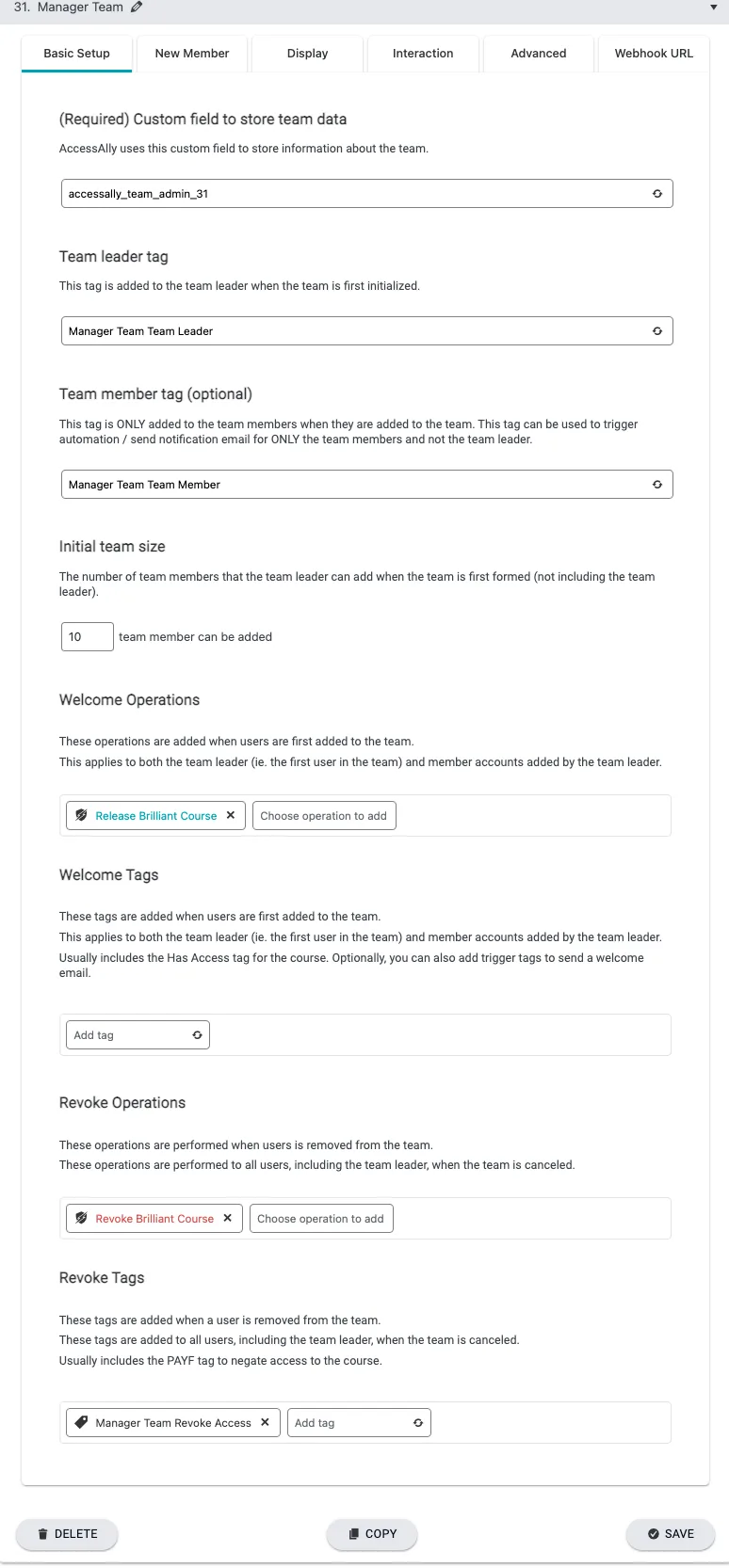 Managers Basic Setup