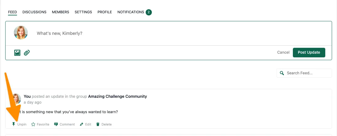 Unpin posts communityally