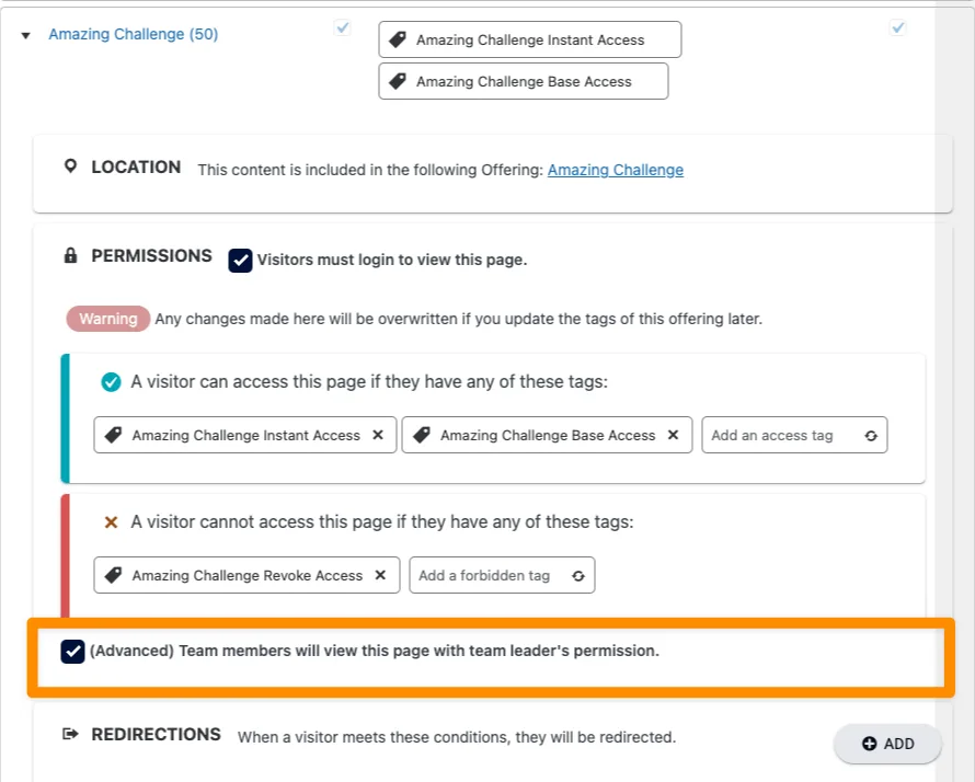 View with team leader permission