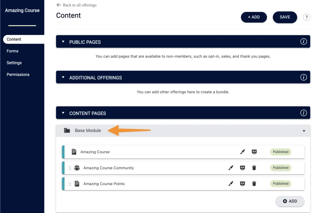 Base Module Pages