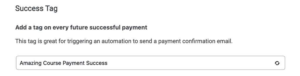 Payment Success Tag