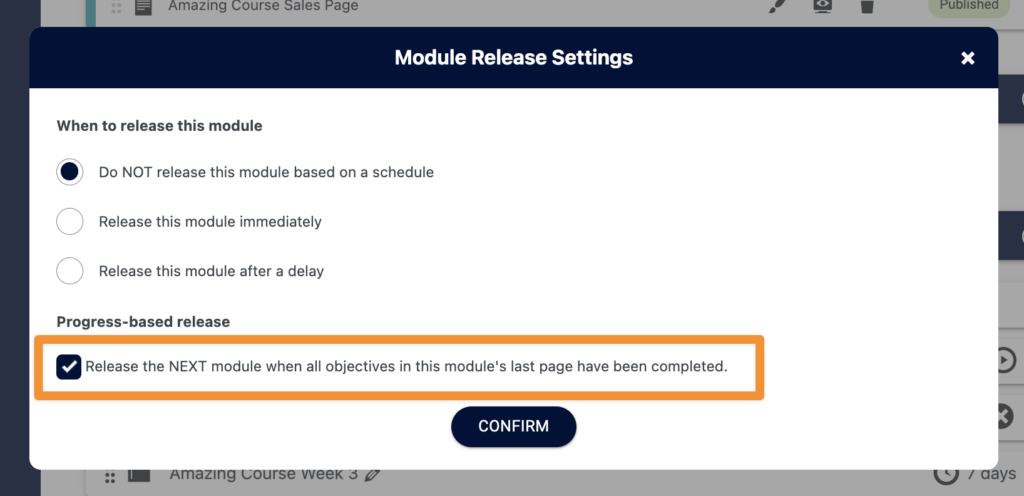 Progress release schedule