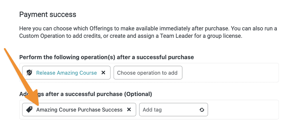 Purchase Success Tag