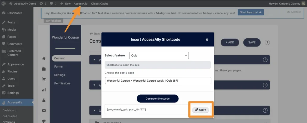 Quiz Shortcode