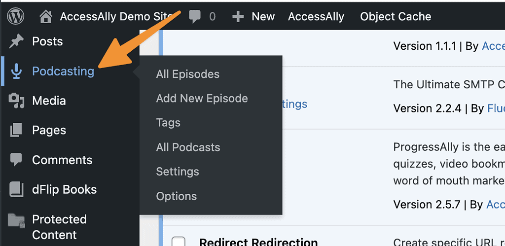 Seriously simple podcasting plugin location