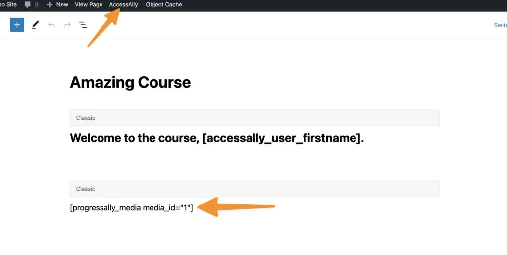Adding Media Shortcode