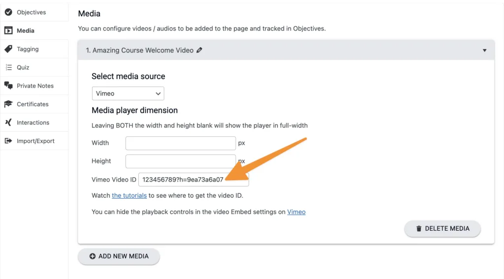 Hash for Vimeo Videos