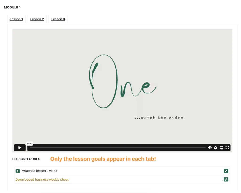 Lesson goals front view