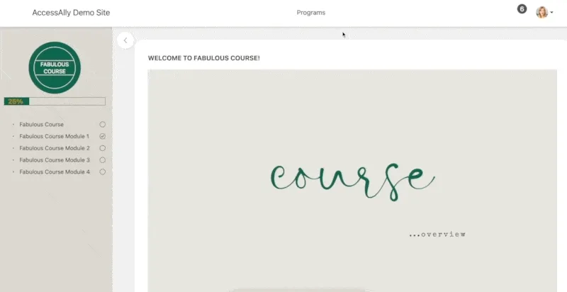 Video Module Lessons in Tabs