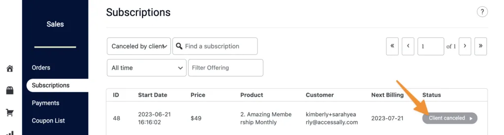 Client Canceled Status