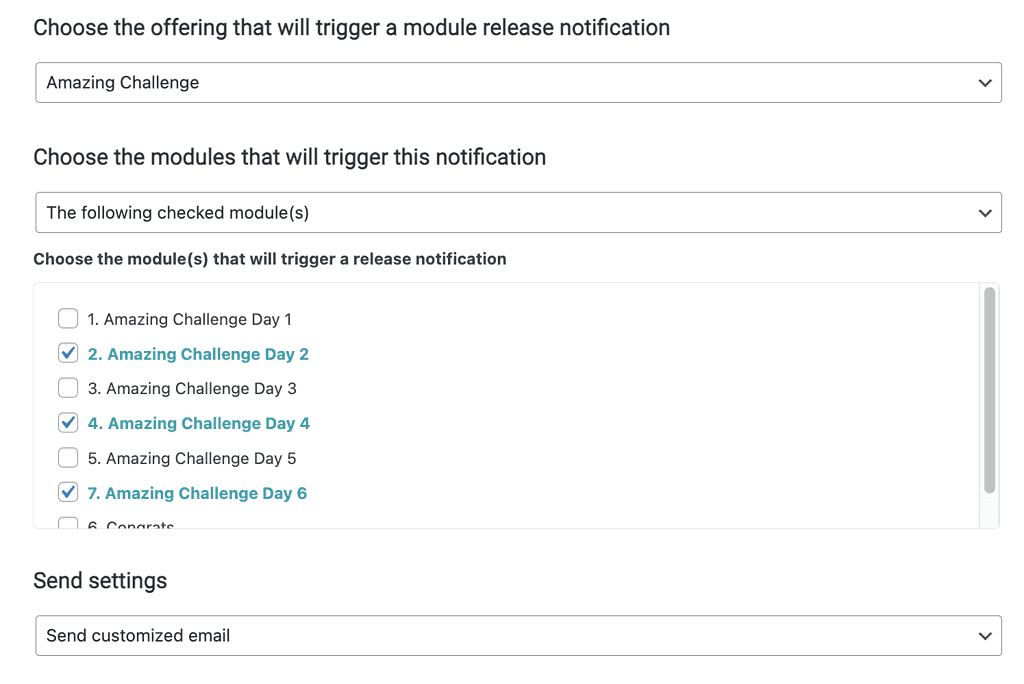 Module Release send module emails