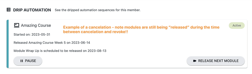 Module Releases Upon Cancelation 