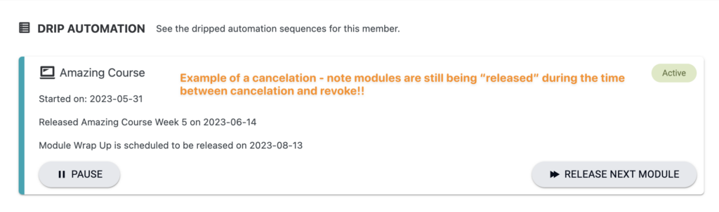 Module Releases Upon Cancelation 