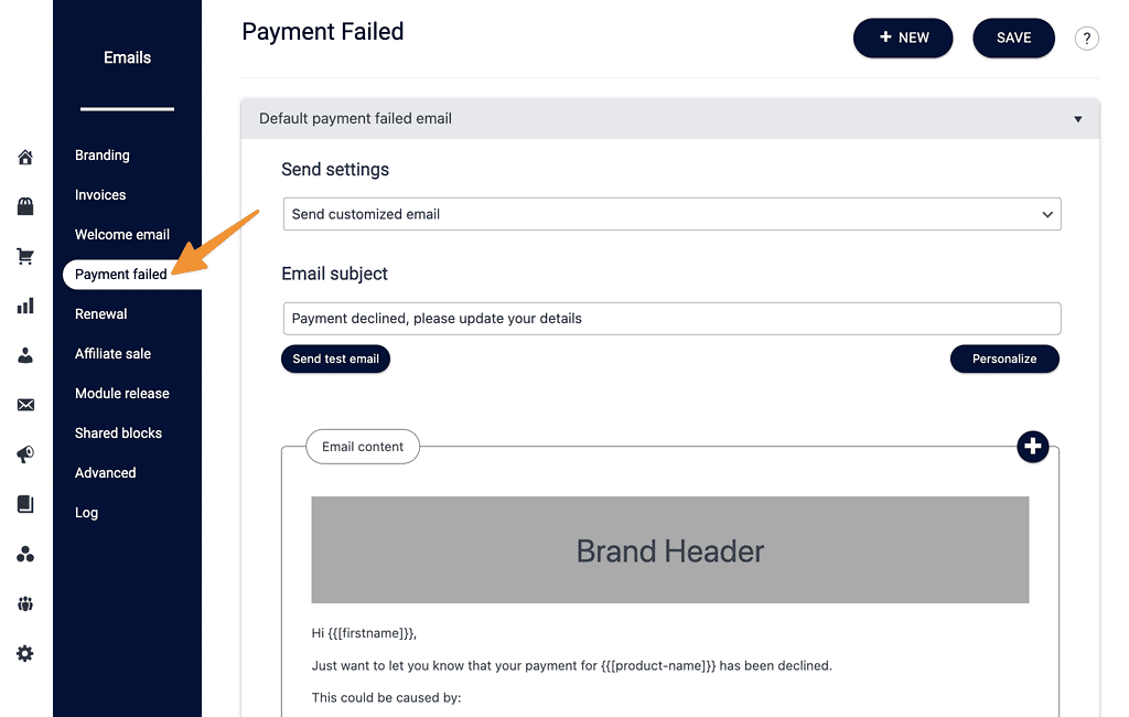 Payment Failed Email