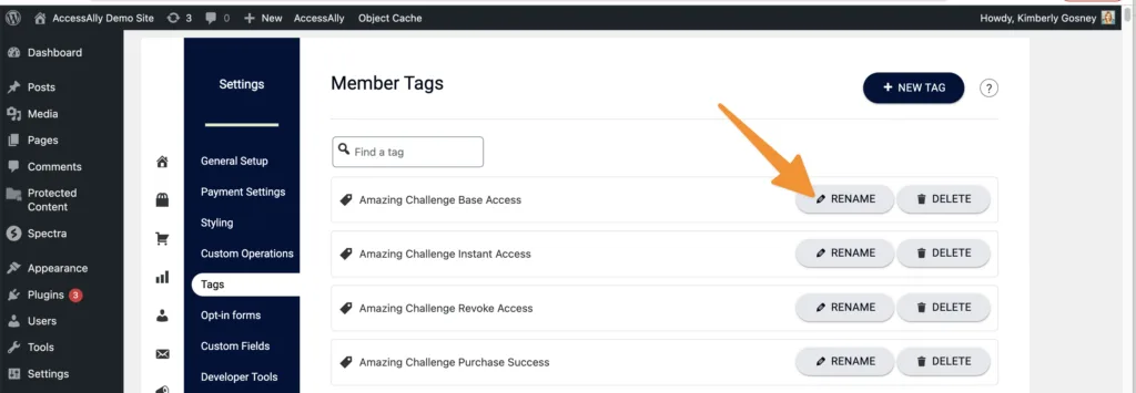 How to rename tags
