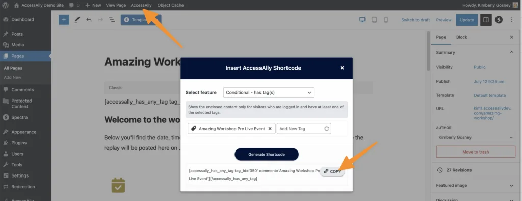 Workshop Conditional Pre Event