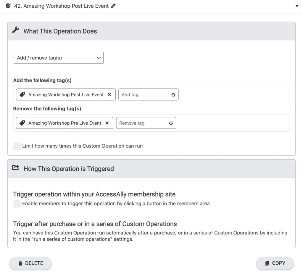 Workshop Custom Operation