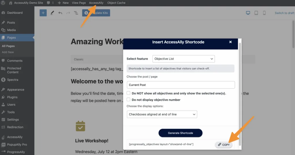 Workshop Objective Checklist
