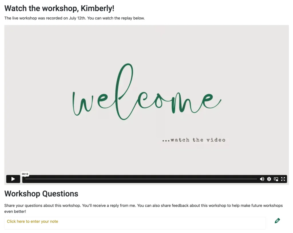 Workshop Post Event Section