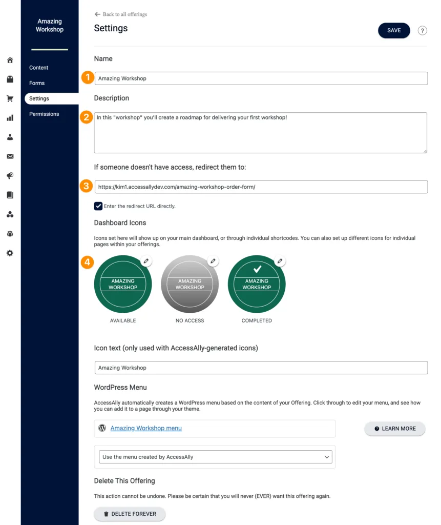 Workshop Settings Tab